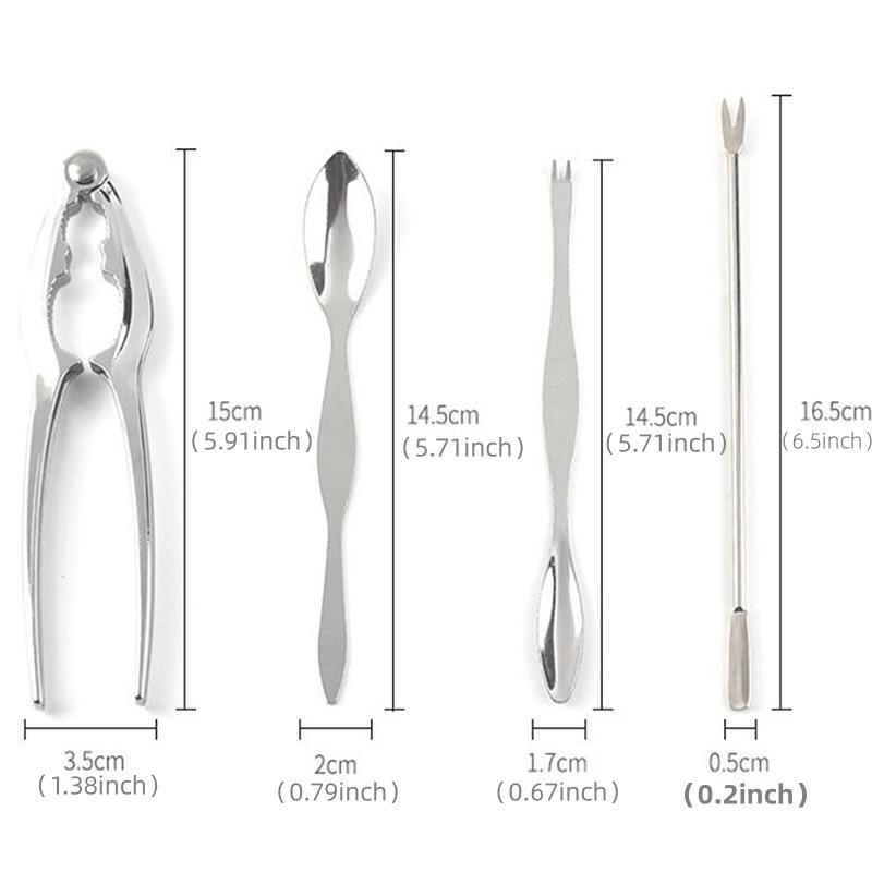 

4Pcs Crab Set Tool Seafood Shrimp Fruit Pliers Fork Spoon Set Nut Walnut Lobster Crab Cracker Tools Kitchen Accessories