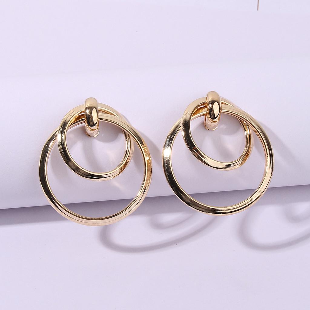 Women Gold Metal Earrings Geometric Shape Electroplated Fashion Office Looks
