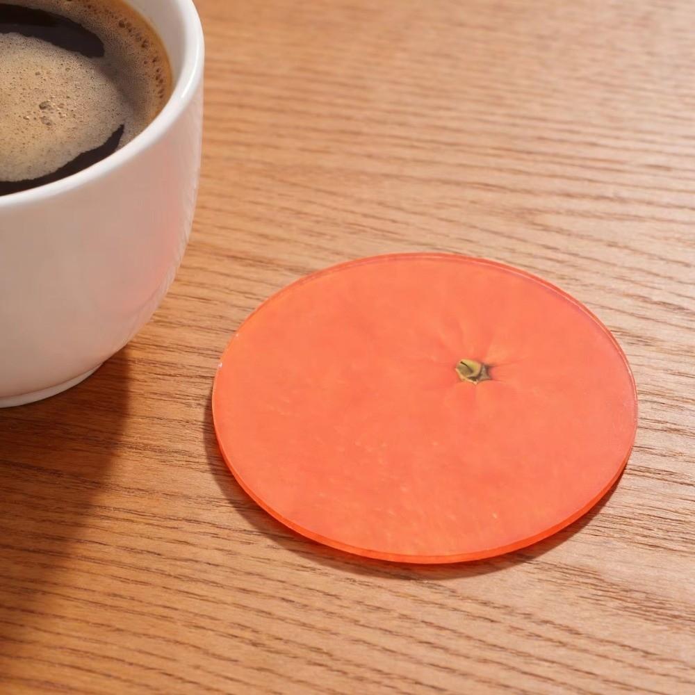 2PCS Simulated Fruit Coffee Tea Coasters Acrylic Heat Insulation Pad Pot Holder Tabletop Decor