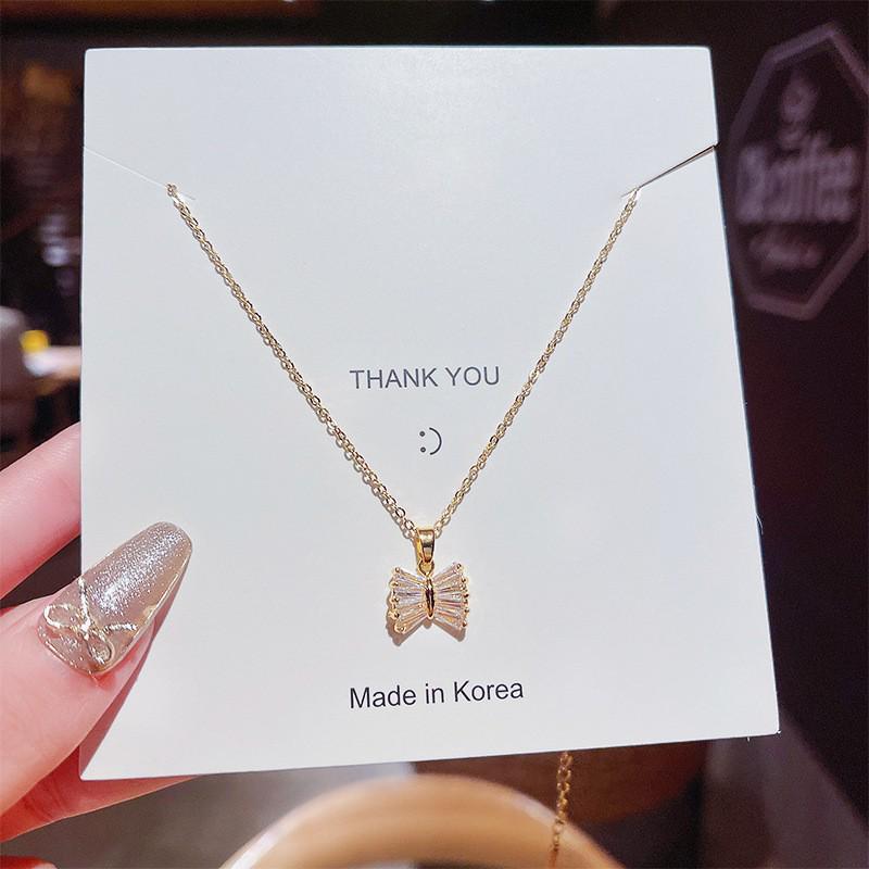 Elegant Zircon Titanium Steel Necklace: Women's Luxury Clavicle Chain with Fashion Pendant