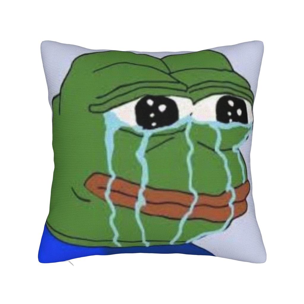 Sad Pepe frog funny meme Printed Pillowcase Cushion Cover  Throw Pillow Cover Warm Sofa Decoration Square Multi Size