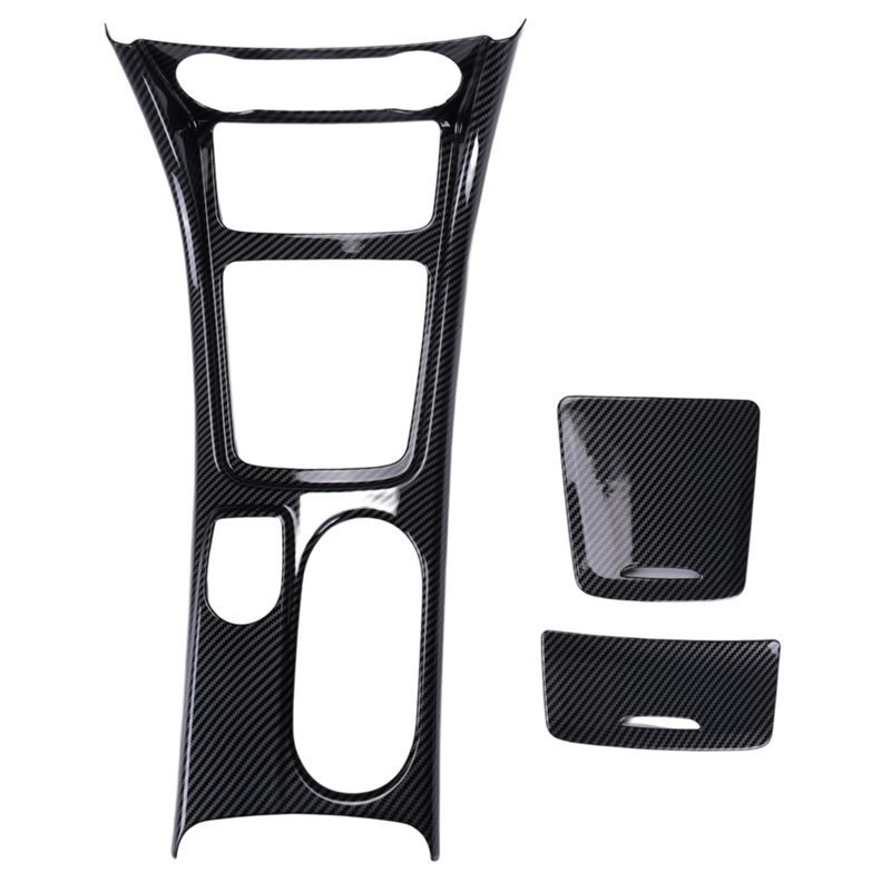 AA92-Car Center Console Water Cup Holder Panel Trim For Mercedes GLA CLA A Class W176 2013-2018 LHD ABS Carbon Fiber Carbon fiber pattern