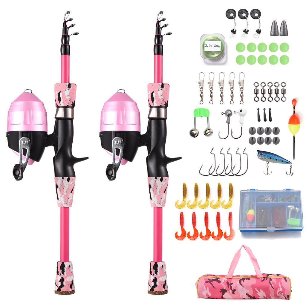 Kinder Angelrute und Rolle Combo Komplettset 1,5m Teleskop Casting Rute Pole mit Spincast Rolle