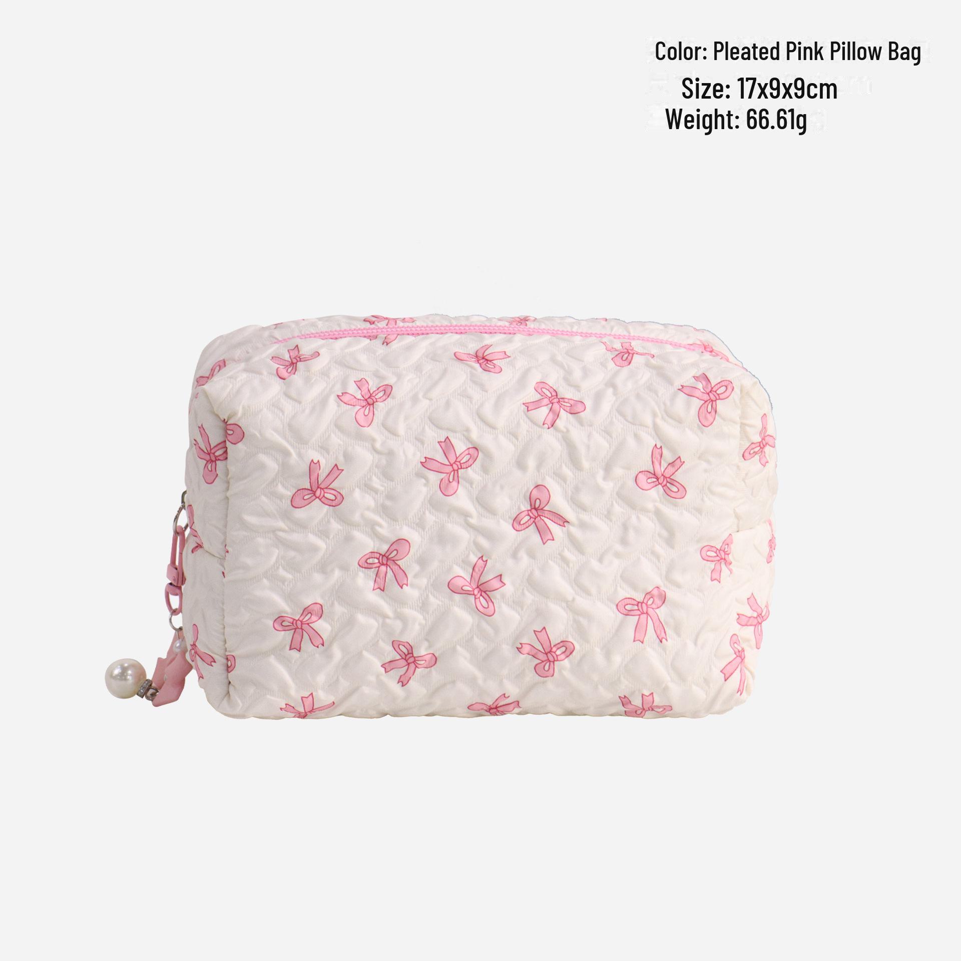 

Косметичка с тисненым бантом и плиссировкой — вместительное, высококачественное многофункциональное хранилище. pillow bag