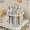 White 360° Rotating Makeup Brush Organizer – Space-Saving Desktop Stand for Art Pens & Cosmetics