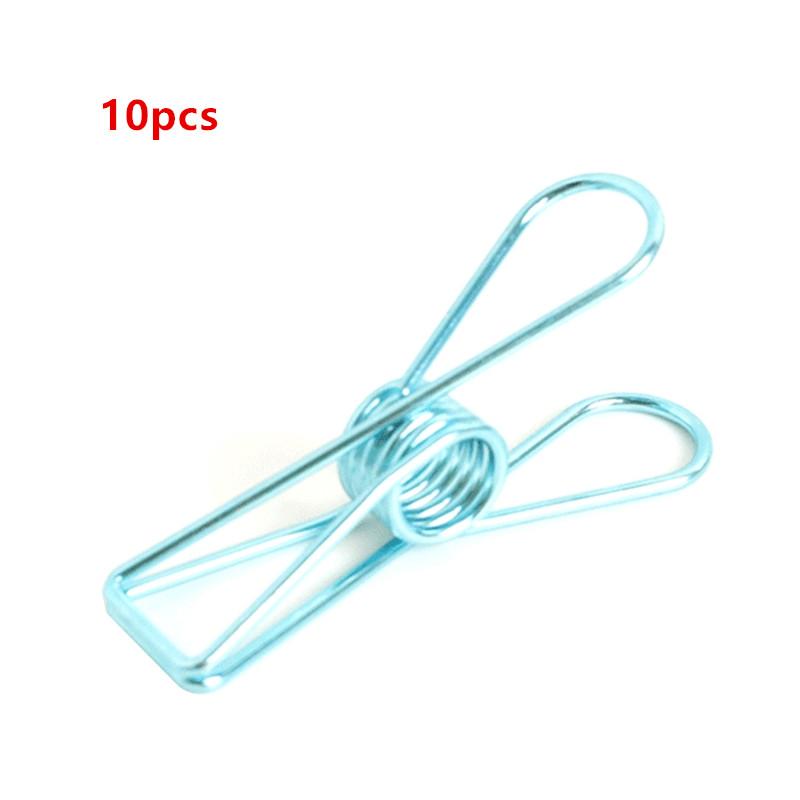 10pcs Stainless Steel Clothes Pins Heavy Duty Metal Towel Clips Clamps Windproof Steel Wire Clips Hanger Durable