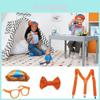 Disfraz de Blippi con tirantes ajustables de color naranja brillante y sombrero