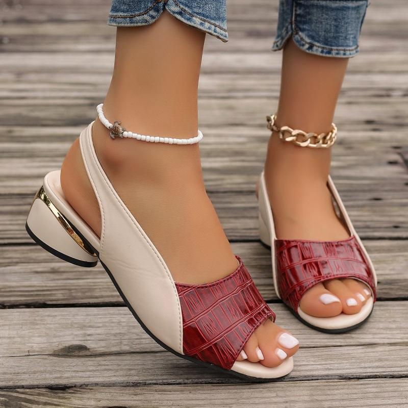 Large size color fish mouth sandals summer new low heel not tired low heel fashion cool