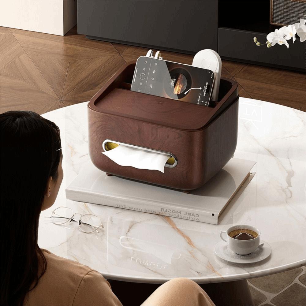 Partition Storage Multifunctional Tissue Box Dustproof Desktop Organizer Remote Control
