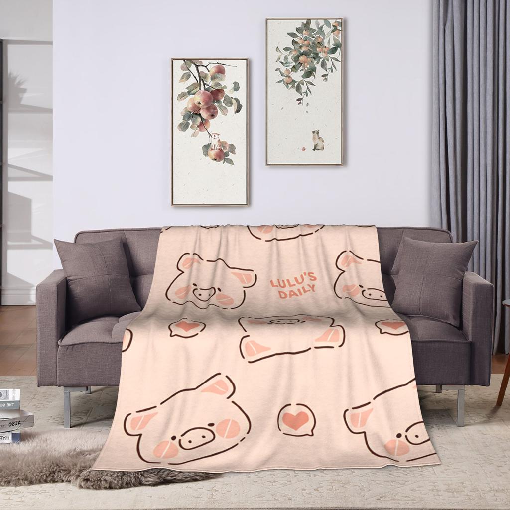 Cartoon L-Lulu Schwein Warme Weiche Decken Reise Büro Überwurfdecke Street Trend Sofa Stuhl Flanell Tagesdecke Schlafsofa Abdeckung