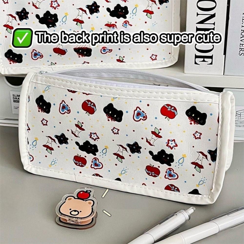 Large Capacity Pencil Case Cute Tulip Cat Bow Stationery Bag Cartoon Triangle Pencil Bag  Gifts
