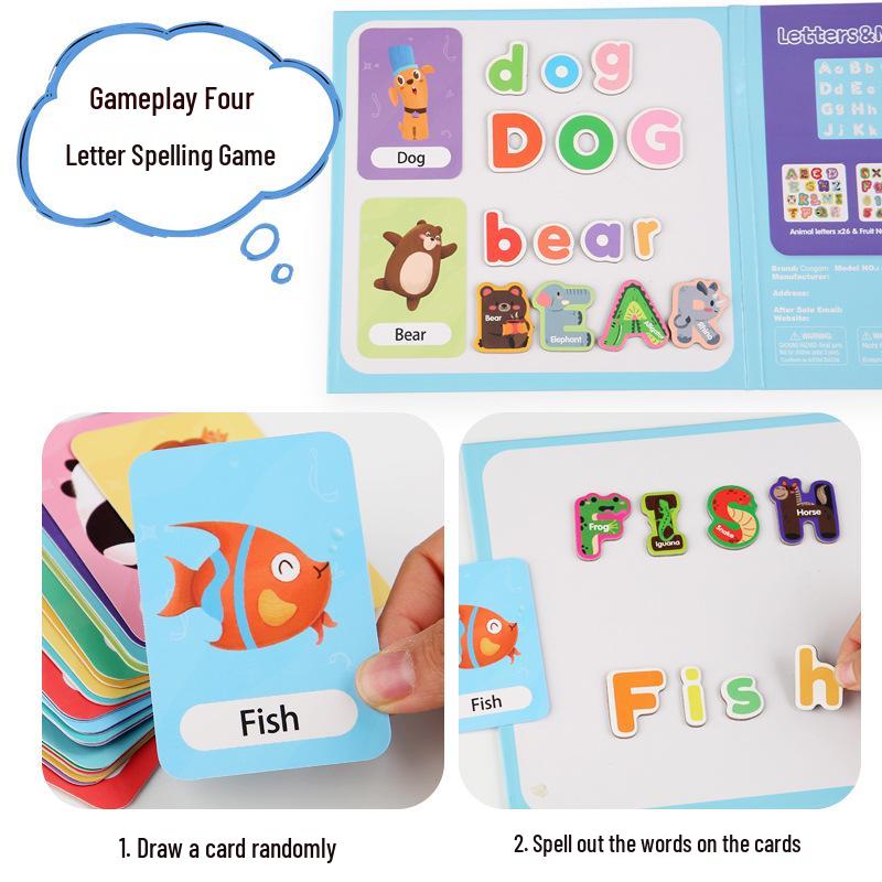 Children's Educational Toy: Alphabet Matching Magnetic Puzzle Board with Uppercase & Lowercase Letters and Number Learning Cards