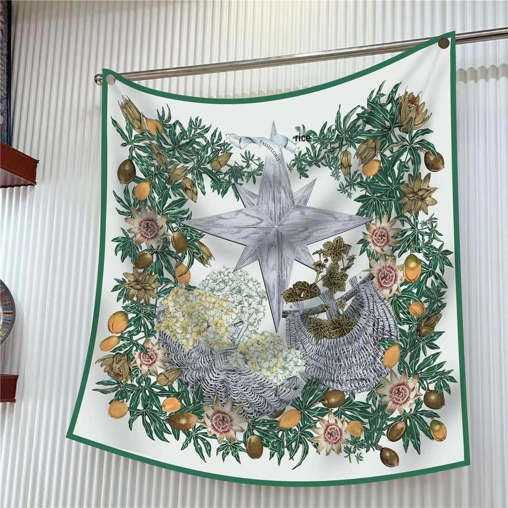 90cm Large Twill Silk Scarf: High-Quality, Fashionable Square Print, Versatile Shawl with Sun Protection