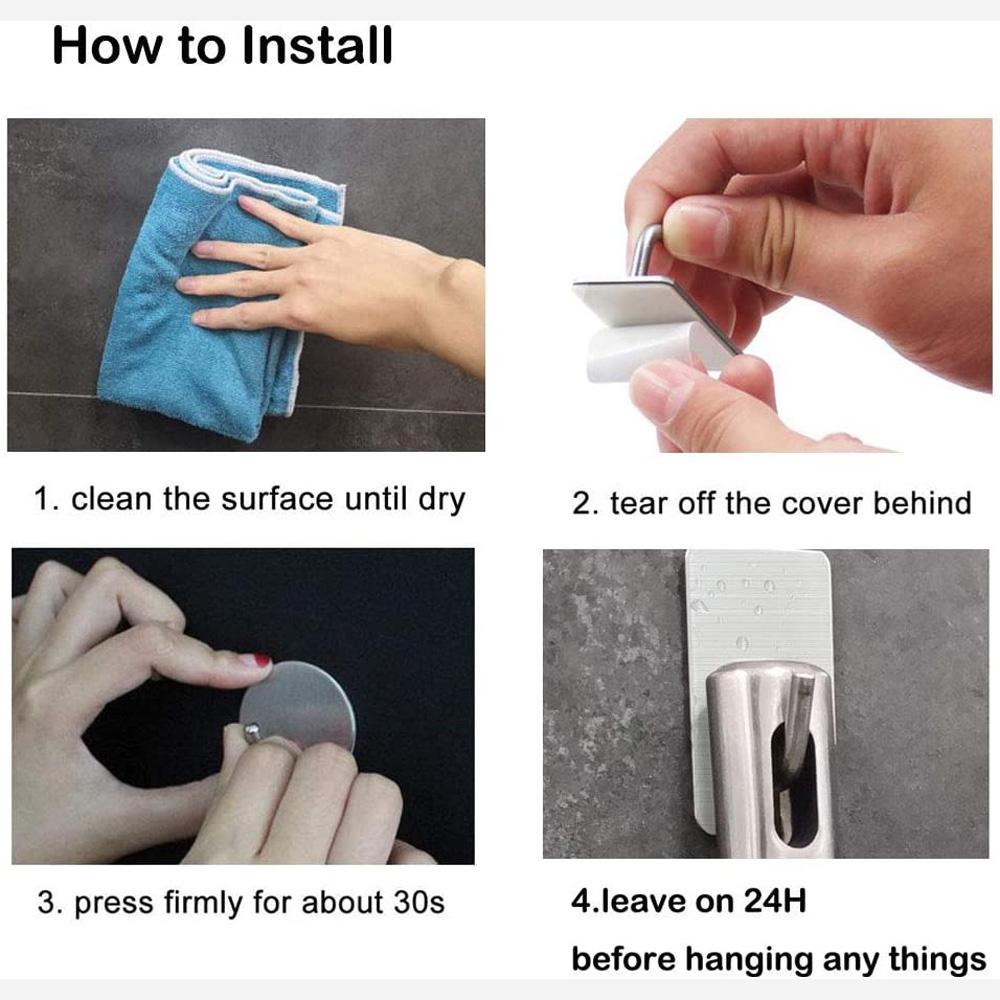 Stainless Steel Self Adhesive Wall Mounted Key Towel Key Holder Storage Rack Wall Hook Hanger