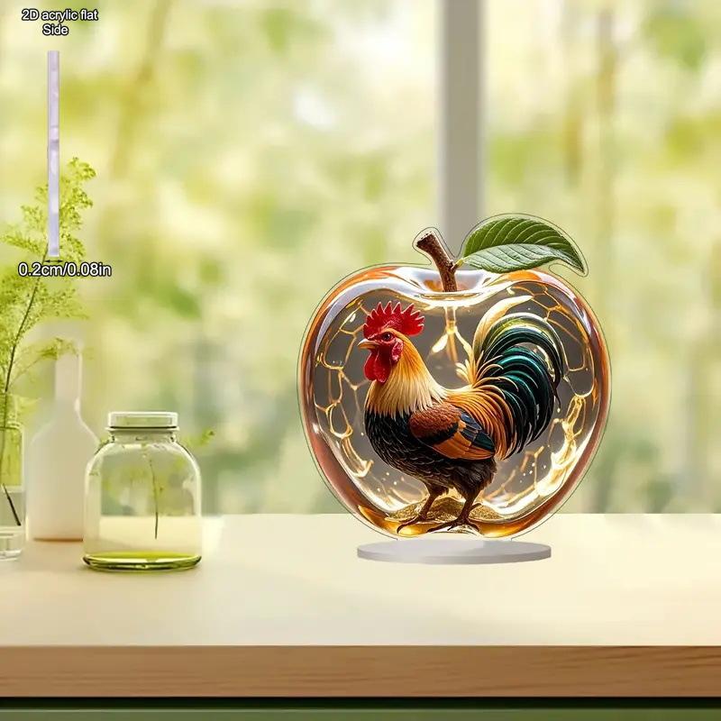 2D Flat Acrylic Rooster Decoration, Indoor and Outdoor Decoration - No Battery/electricity Required, Free Day Decoration, Shop Decoration, Durable O