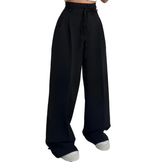 Women Long Pants Straight Wide Leg High Waist Pants Solid Color Casual OL Style Wide-Leg Suit Trousers Daily Wear