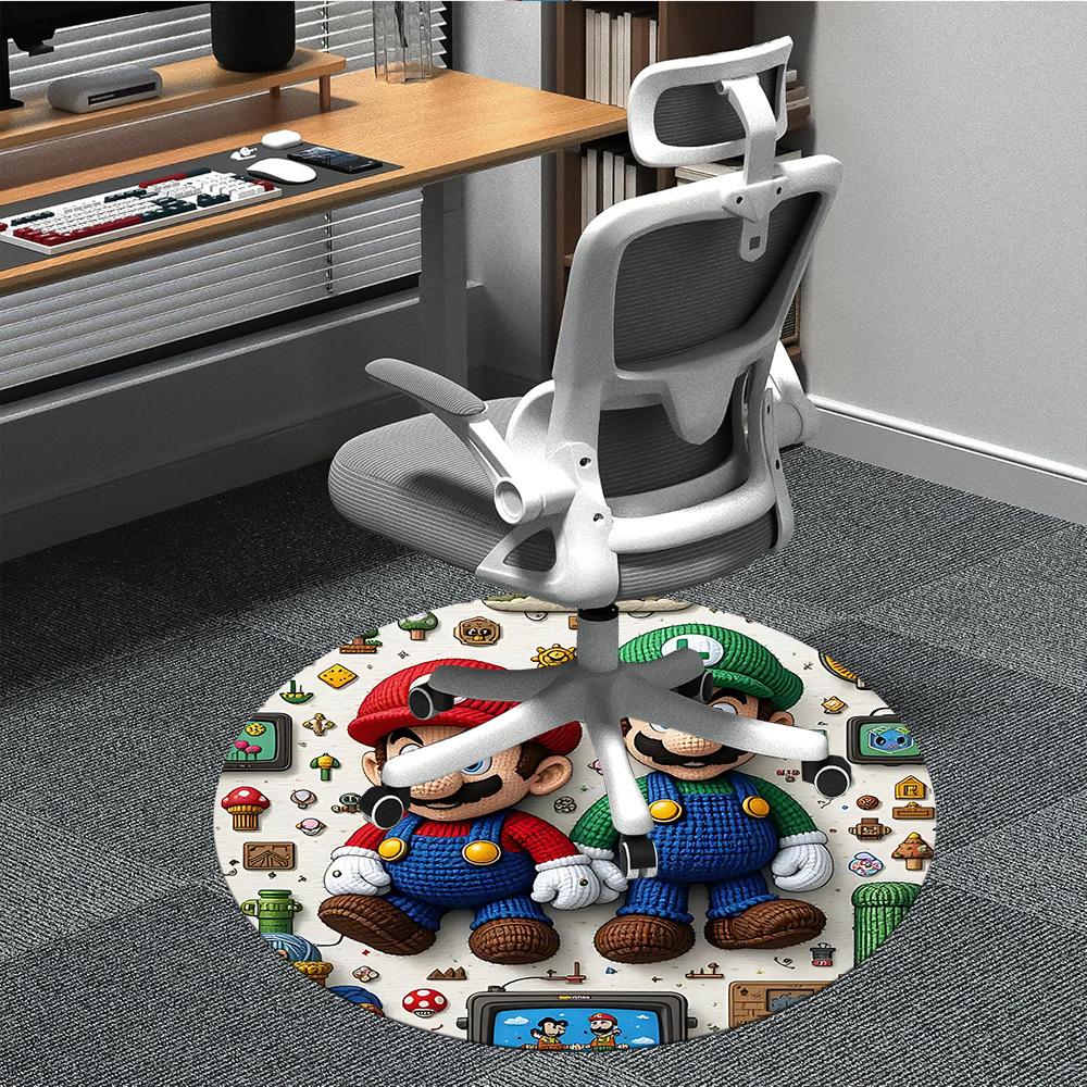 

1pc Mario Luigi Office Round Area Rug, Under Office Chairs Bedroom Living Room Home Decor a1022400 80cm by 80cm