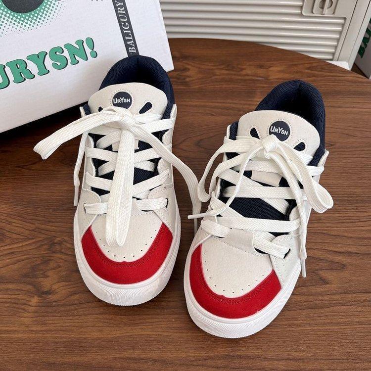 Jarní nové retro červené a modré barvy ladící plátěné boty na chléb Dámské kampusové studentské boty pro volný čas