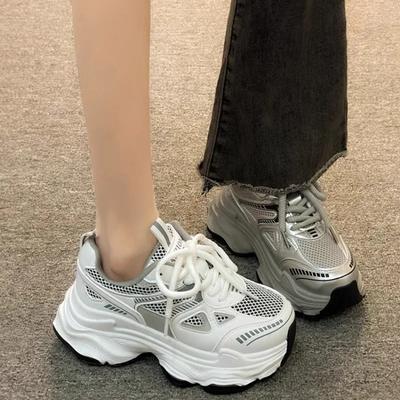 Damen Sneakers Plateau Atmungsaktive Schuhe Damen Dicke Sohle Sneakers Mode Freizeitschuhe Dicke Sohle Tennis Vulkanisierte Schuhe