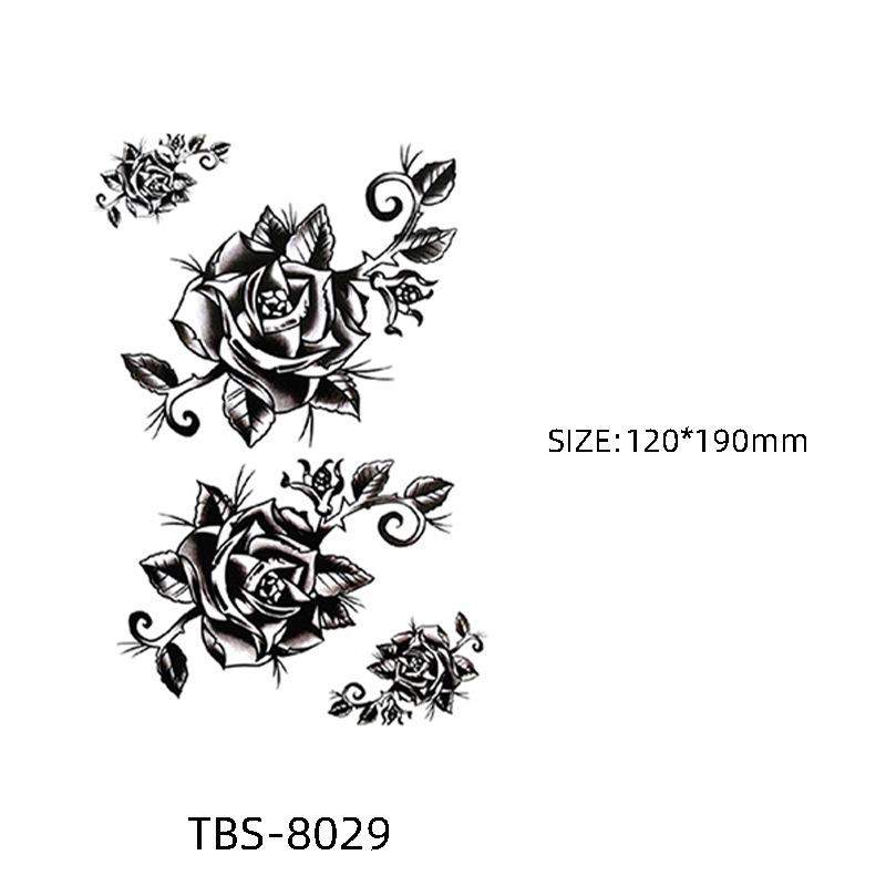 Waterproof Semi-Permanent Black & White Totem Flower Tattoo Stickers