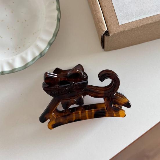 Hair Claw Cat Shape Stable Anti-Slip Design Hair Clip Back Head Large Hair Claw Lightweight Half-Tied Hair Accessory