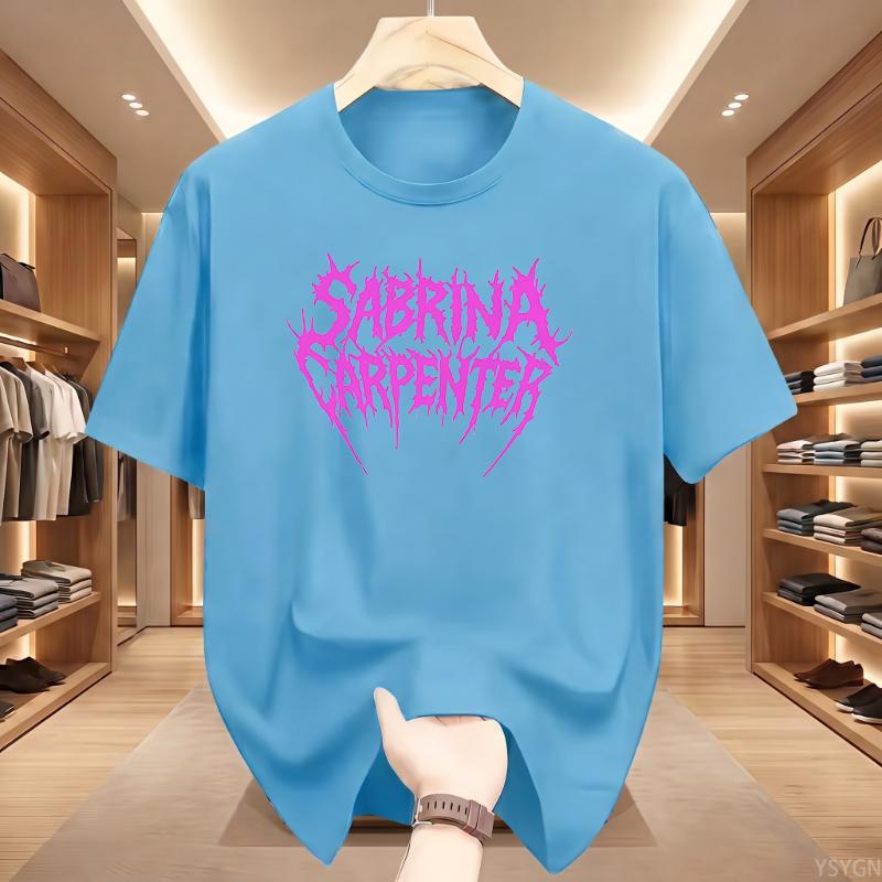 Sängerin Sabrina Carpenter Musik Y2k T-Shirt Unisex Unisex Vintage Mode Hochwertiges T-Shirt Oversized Baumwolle Rosa Logo T-Shirts Geschenke