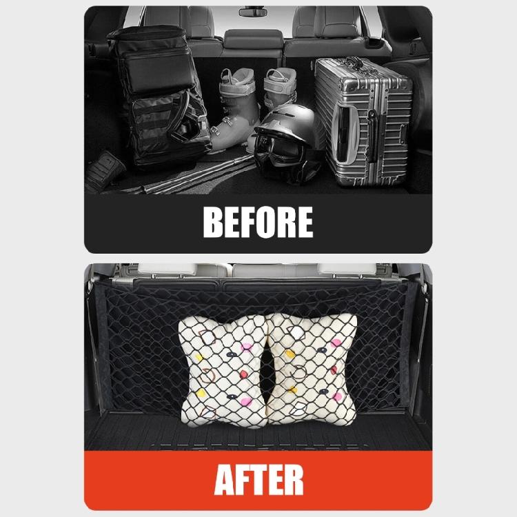 Elastic Trunk Cargo Net Cargo Storage Net for Car Trunks Double Layer Mesh Pocket with Screws and Hook for Small Item Control On the Road