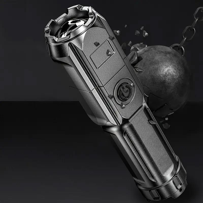Powerful LED Flashlight Strong Light USB Charging Waterproof ABS Zoom Camping Light For Outdoor Hiking Emergency Lamp