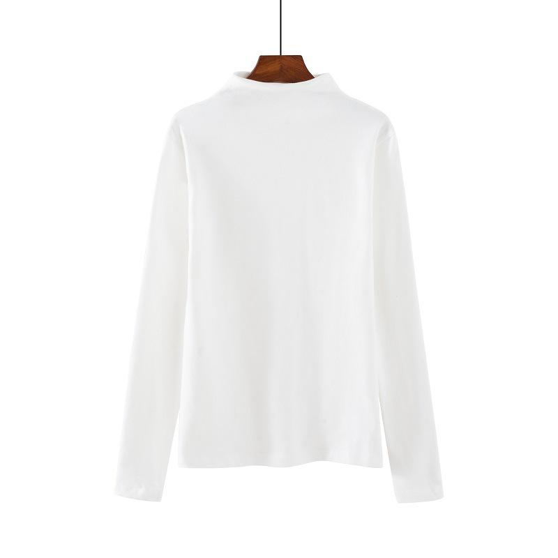 Women's Slim White Long-Sleeve Turtleneck Shirt - Autumn 2023 Collection