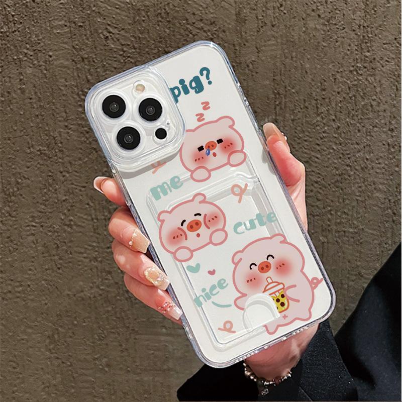 Card Slot Holder Silicone Wallet Pocket Case For Xiaomi Redmi Note 12 13 Honor Smart 90 Oppo A18 A38 A58 Samsung S23 S24 S25 Cover Clear Phone Bumper