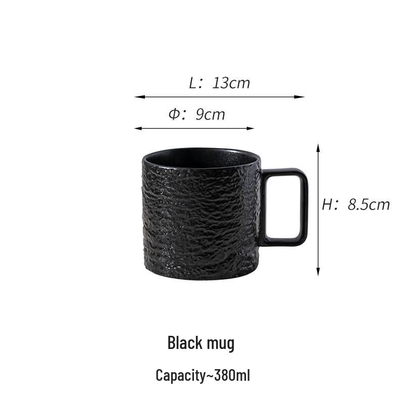 Shangqi Ceramic Stone Texture Mugs - Set of 3, Black