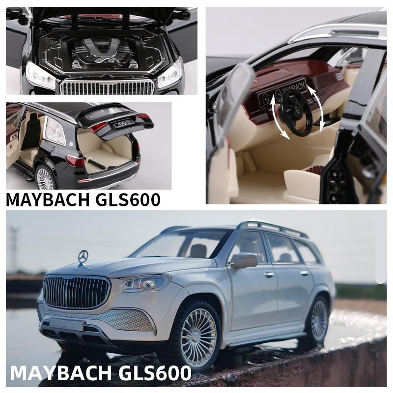 1/24 BENZ Maybachs GLS-klasse GLS600 Legeringsbilmodell Støpte metallleketøybilmodellsamling Lydlys Simuleringsbil Leker til barn Gave
