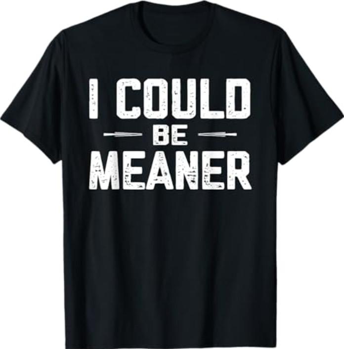 I Could Be Meaner, Funny Adult Humor, Funny Sarcastic T-Shirt Unisex T-Shirt L