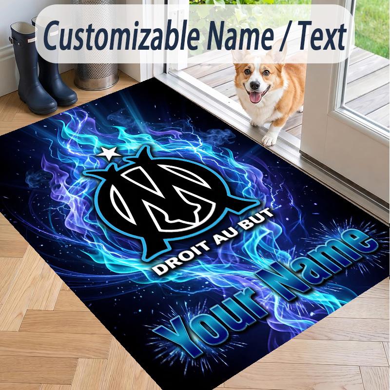 Custom Text Printed Rug Olympique Marseille FC Non Slip Floor Carpet For Home Room Decor