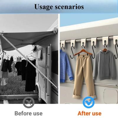 10Pcs Black Awning Clothes Hook For RV Camper Caravan Party Light Holder RV Portable Clothes Hanger Camping Accessories
