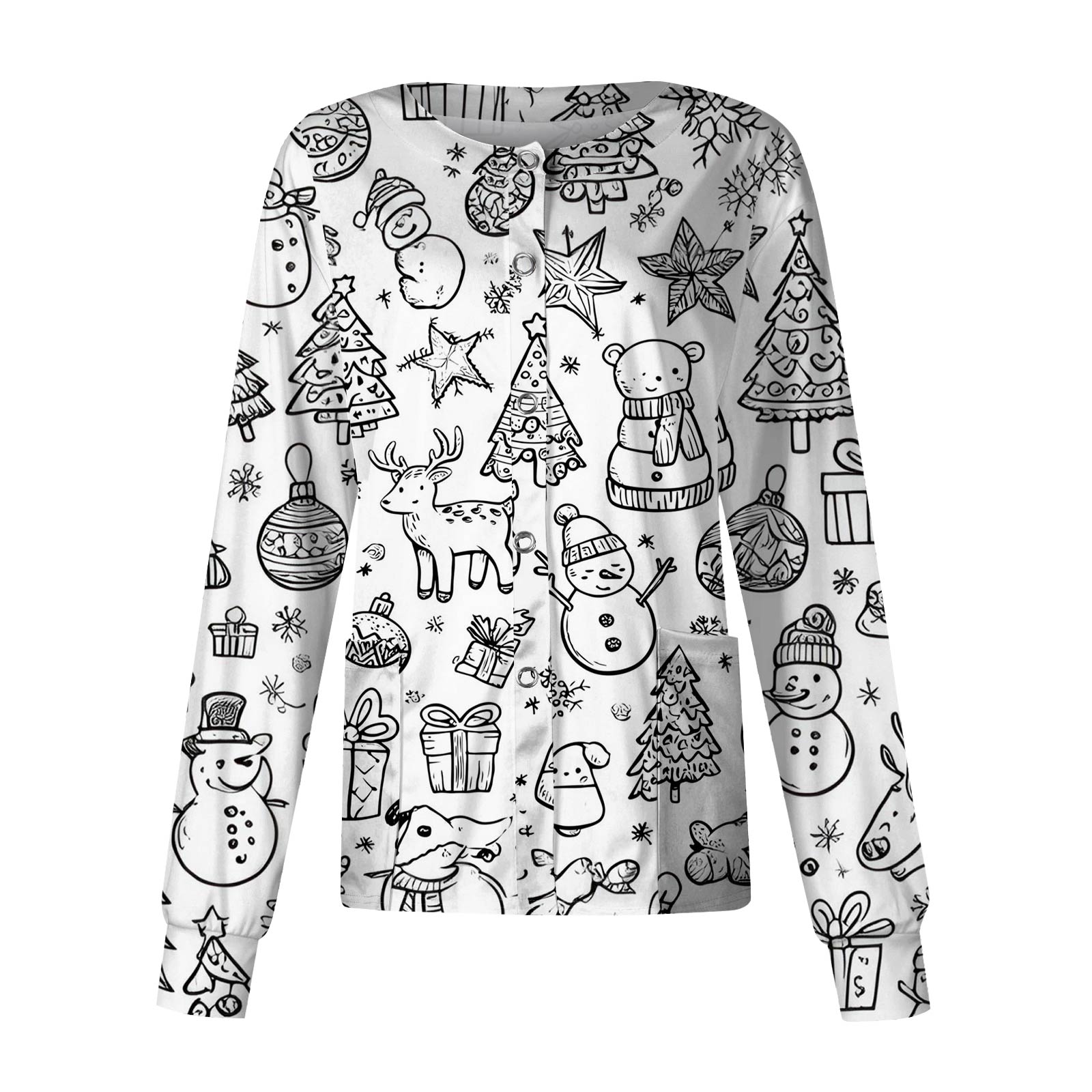 Women s Casual Long Sleeve Single Breasted Printed Dry- Top L