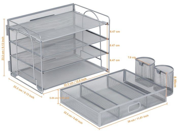 Organisateur de fichiers de bureau - vikmyer - wjsn01 - 4 plateaux coulissants - noir - facile à assembler