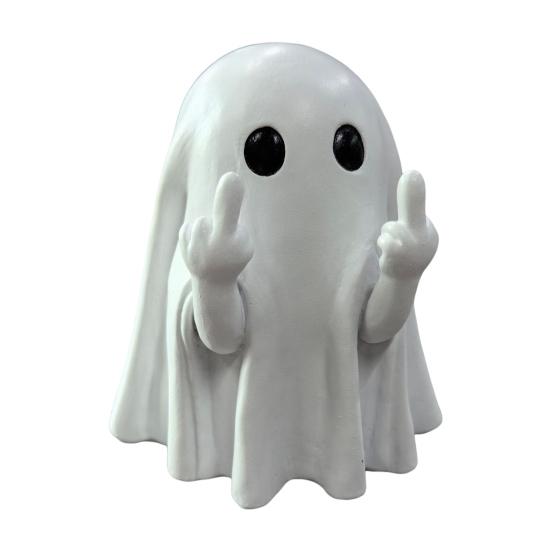 Halloween Finger Ghost Figurine Spooky Resin Light-up Ghost Statue for Halloween Home Tabletop Tray Shelf Decor