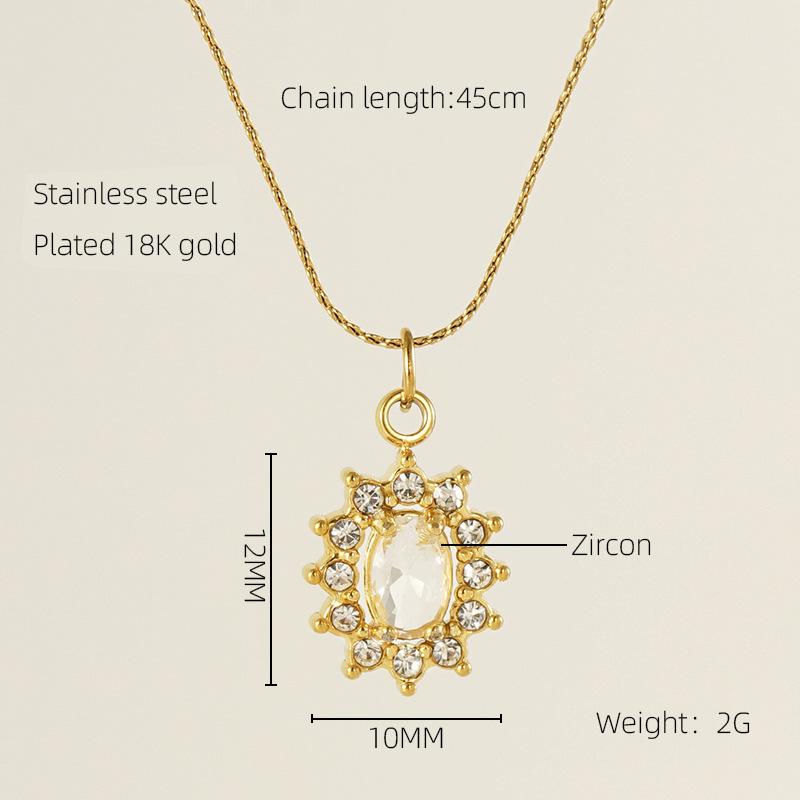 

Autumn new stainless steel sunflower inlaid zircon double-layer diamond egg S chain 18K necklace high-end temperament 18K