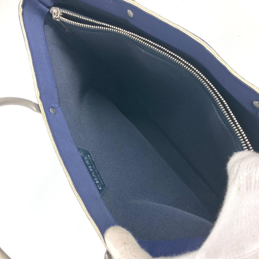 CHANEL Metal handle Bag Tote Bag Hand Bag polyamide Navy