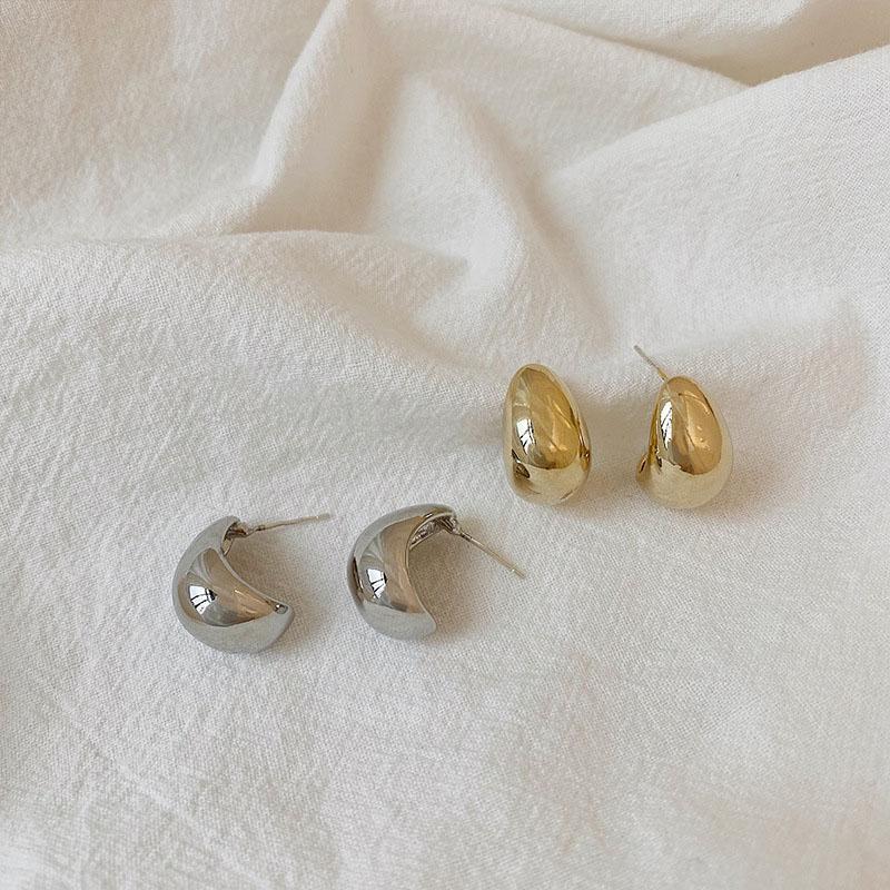 Boucles d'oreilles à tige en forme de goutte d'eau pour femmes, légères, creuses, épaisses, en forme de larme, couleur or et argent, créoles épaisses