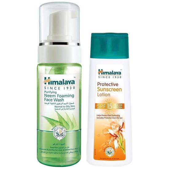 Himalaya Herbals Purifying Neem Foaming Face Wash, 150ml And Himalaya Herbals Protective Sunscreen Lotion, 100ml