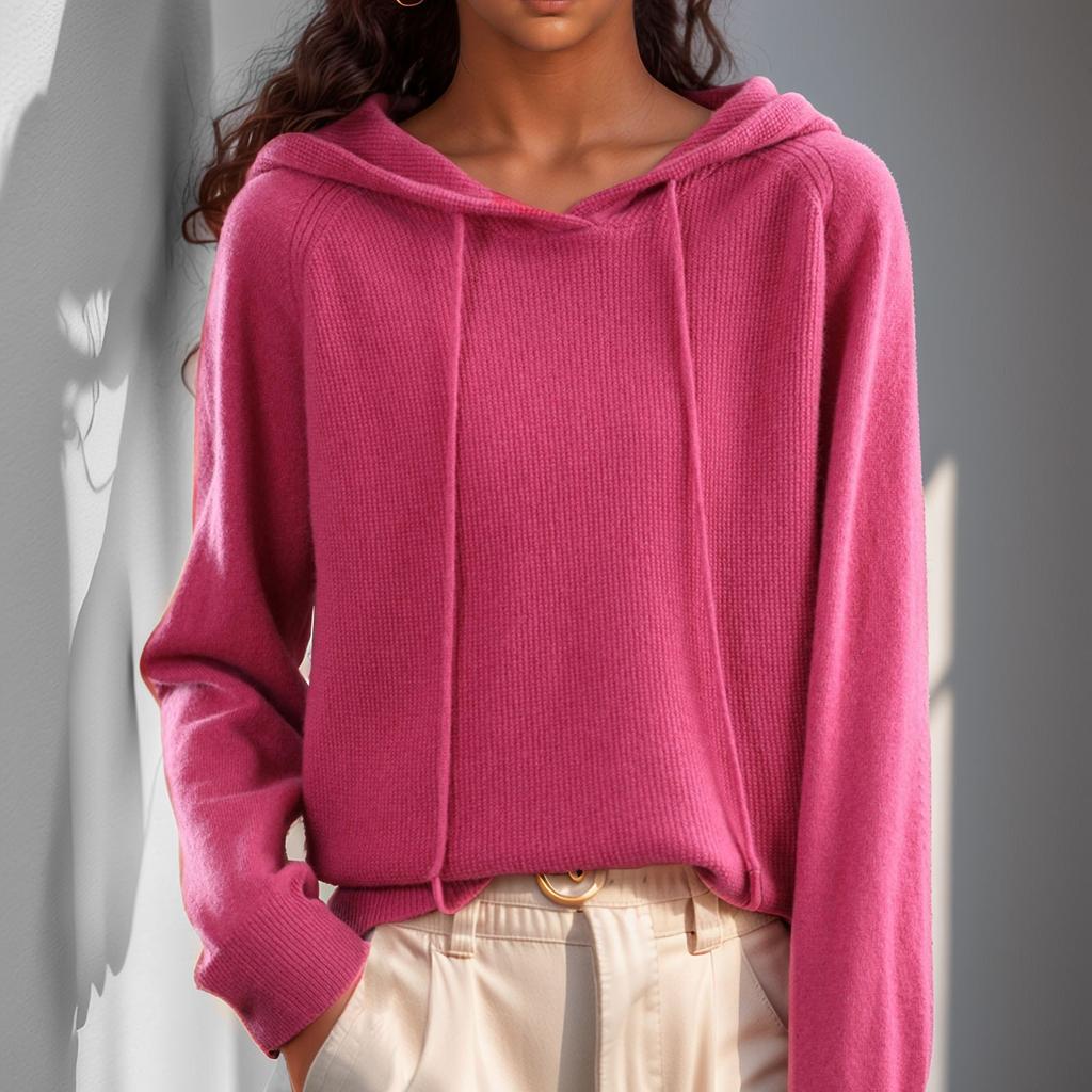 Γυναικείο Μονόχρωμο Καθημερινό Πλεκτό Πουλόβερ με Κουκούλα και Μακρύ Μανίκι με Πουλόβερ και Βασικό Πλεκτό Πουλόβερ