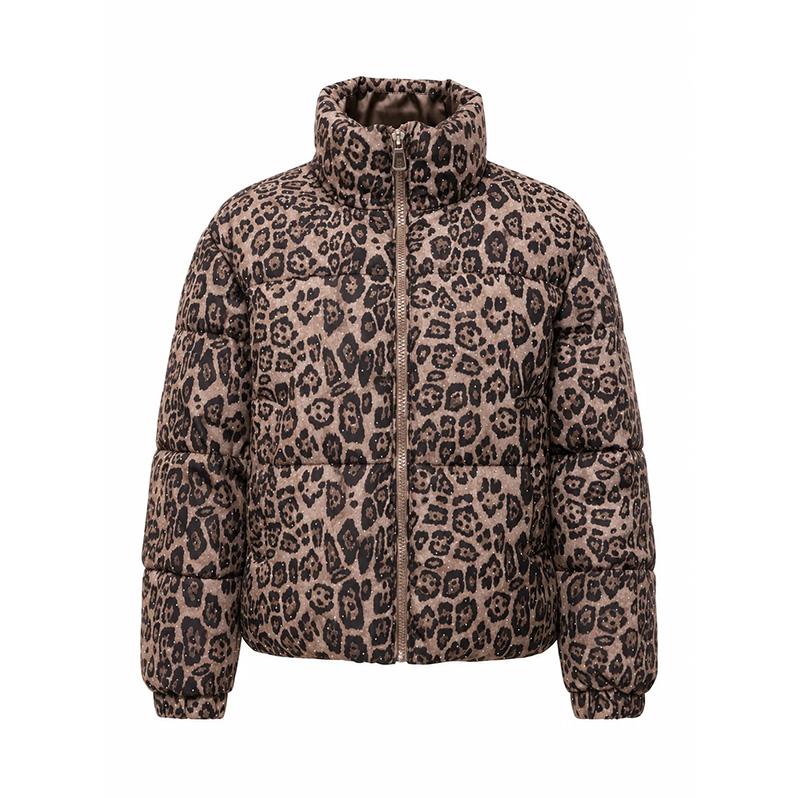 Women`s Leopard Print Hooded Cotton Padded