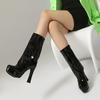European and American Autumn and Winter  Boots Patent Leather Waterproof Table High Heel