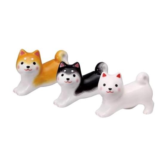 Nihon Tsai Warakudzukushi Wanko Biyori Shiba Inu Chopstick Rest Set (Nobi Trio) CGT9709 Chopstick Rests 3-Pattern Set