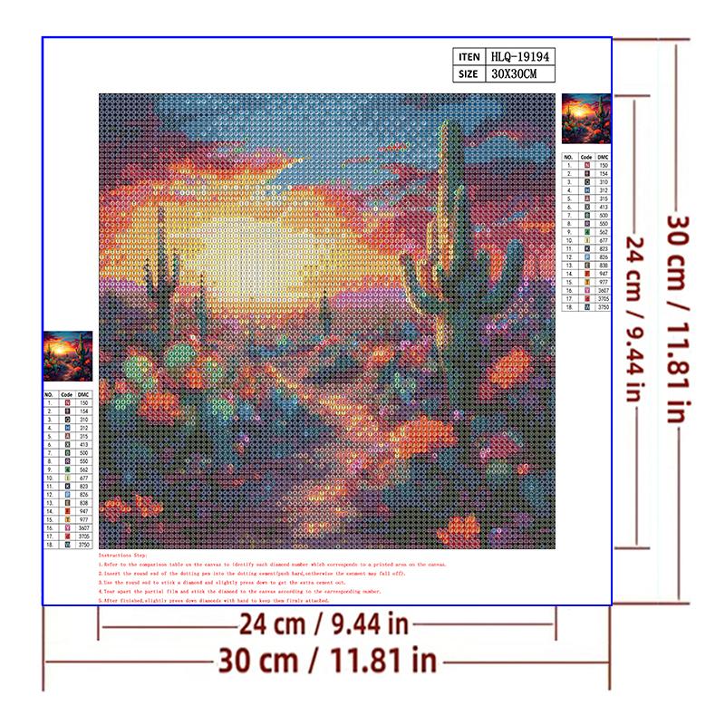 5d DIY Diamond Painting Cross Stitch Cactus Scenery Diamond Embroidery Mosaic Full Round Drill Home Decor Arts