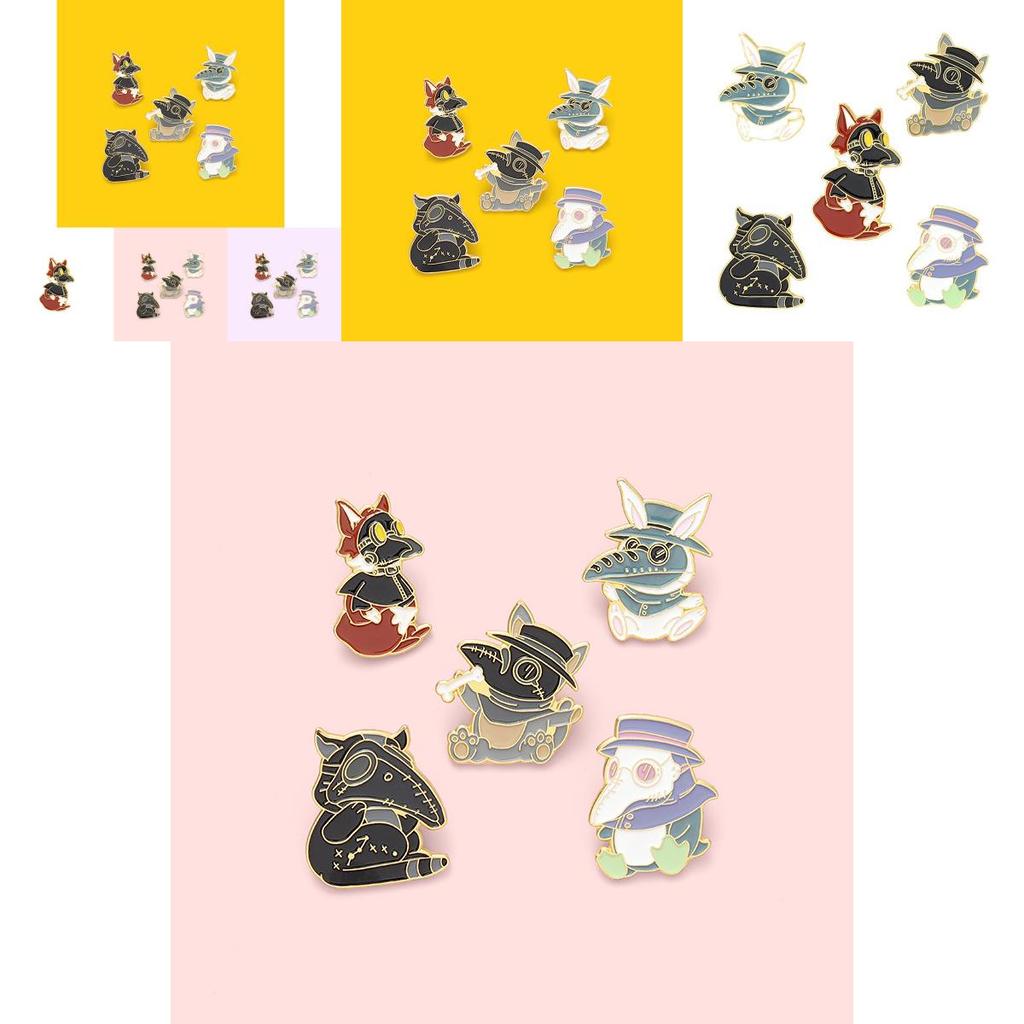 Unique Animal Shaped Cartoon Doctor Bird Beak Mask Enamel Alloy Brooch Pin For Stylish Accessories