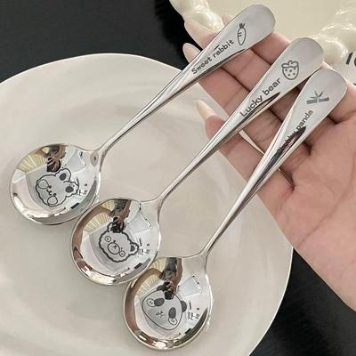 304 Food Grade Cute Cartoon Children's Soup Spoon with Long Handle and Exquisite Round Head