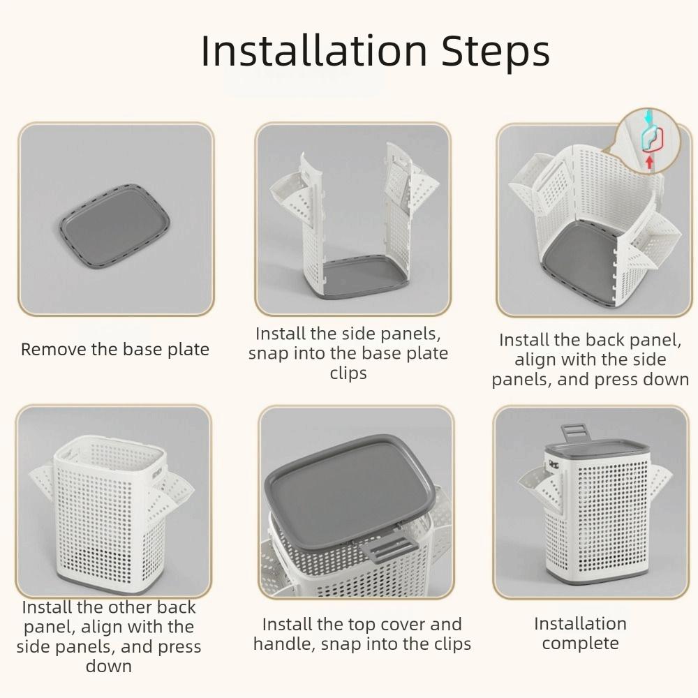 Plastic Folding Dirty Clothes Basket Dust-proof Rolling Laundry Basket  Apartment